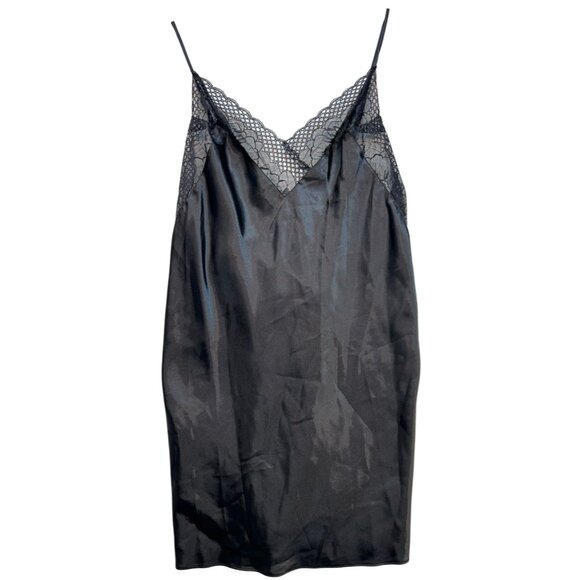 Ambrielle Women's Lace V Neck Sleepwear Mini Dress Lightweight Size M Black - Picture 1 of 11